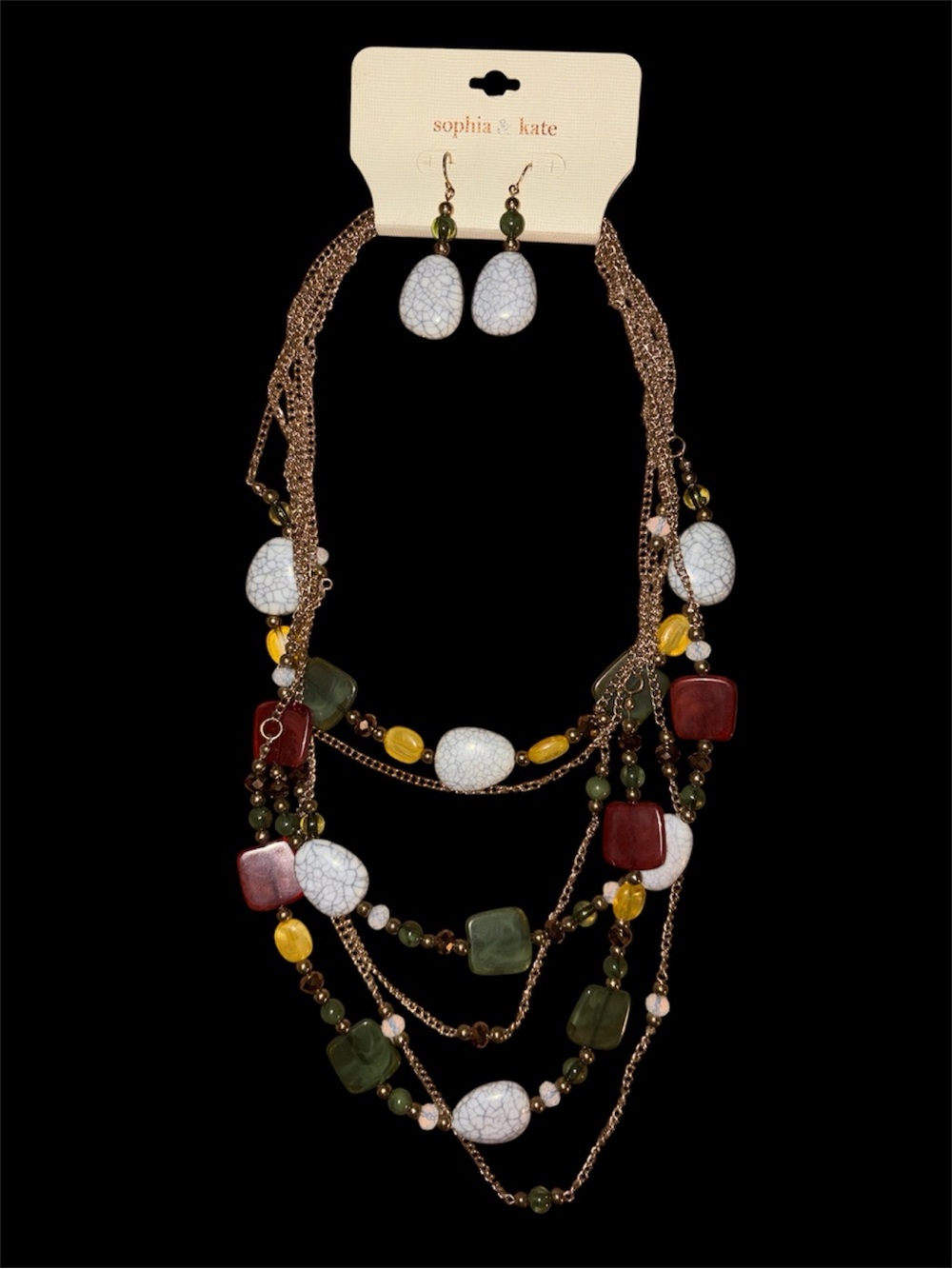 Sophia & Kate Multicolor Layered Statement Necklace and Earrings Set NWT - Picture 1 of 9